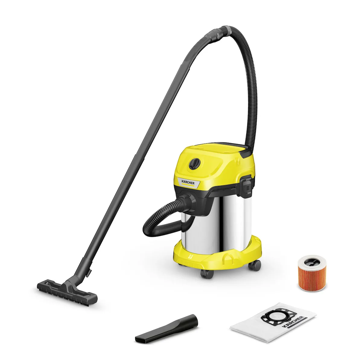Karcher WD 3 S V-17/4/20 Σκούπα Υγρών / Στερεών 1000W με Ανοξείδωτο Κάδο 17lt - Image 1