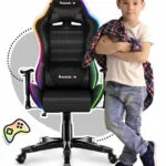 Huzaro Ranger 6.0 Child RGB Mesh Καρέκλα Gaming Δερματίνης με Ρυθμιζόμενα Μπράτσα και RGB Φωτισμό Μαύρη