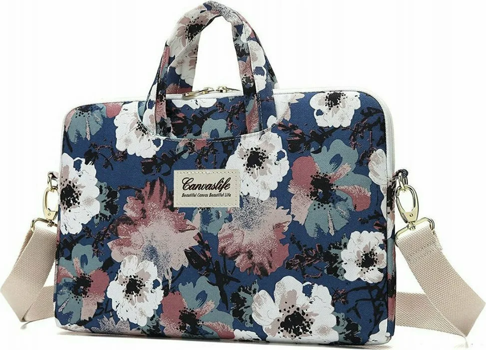 Θήκη Μεταφοράς Tech-protect Canvaslife Briefcase Sleeve Laptop 15-16 Macbook 15 Pro Μπλε Camellia - Image 1