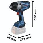 Bosch GDS 18V-1000 Brushless Μπουλονόκλειδο Μπαταρίας 18V 2x8Ah με Υποδοχή 1/2"