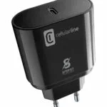 Cellular Line Φορτιστής με Θύρα USB-C και Καλώδιο USB-C 25W Power Delivery Μαύρος (ACHSMKITC2CPD25W)