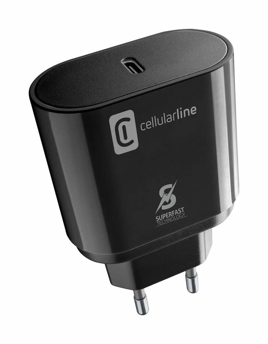 20220419144632_09e2e2ed Cellular Line Φορτιστής με Θύρα USB-C και Καλώδιο USB-C 25W Power Delivery Μαύρος (ACHSMKITC2CPD25W) - Image 1