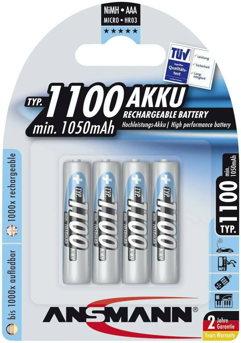20220421184238_ansmann_epanafortizomenes_mpataries_aaa_ni_mh_1100mah_1_2v_4tmch Ansmann Επαναφορτιζόμενες Μπαταρίες AAA Ni-MH 1100mAh 1.2V 4τμχ - Image 1