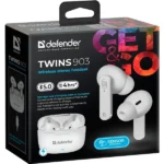 Defender Twins 903 In-ear Bluetooth Handsfree Ακουστικά με Θήκη Φόρτισης Λευκά