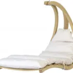 Lounger Κρεμαστή Κούνια Πολυθρόνα με Μαξιλάρι Ξύλινη Μπεζ Αντοχής έως 120kg Μ57xΠ114xΥ157cm AZ-2020410