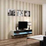 Vigo New με Φωτισμό LED White / Black Gloss Μ140xΠ30xΥ40cm