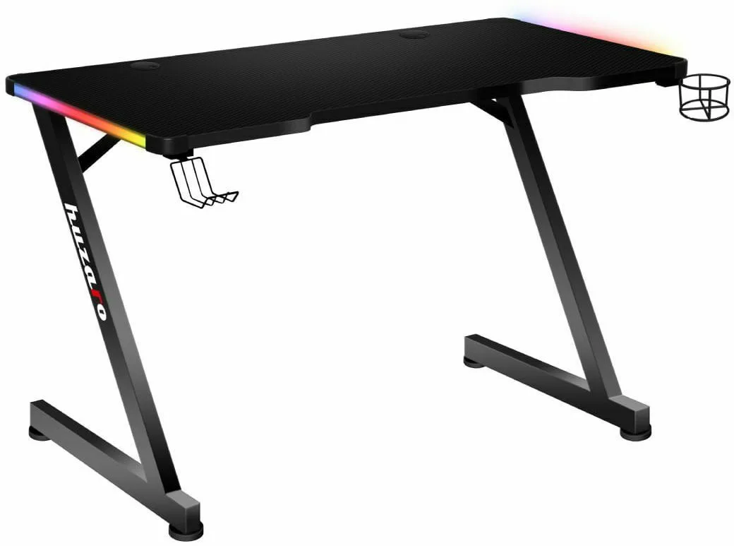 Γραφείο Gaming Hero 2.5 RGB Ξύλινο Μαύρο με Μεταλλικά Πόδια & LED 120x60x75εκ. - Image 1