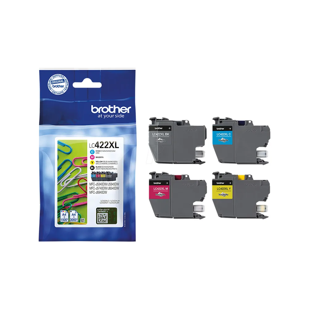 20220512091338_brother_lc422xl_melani_ektypoti_inkjet_matzenta_lc_422xlval Brother LC422XL Γνήσιο Πακέτο 4 Μελανιών Εκτυπωτή InkJet Κίτρινο / Κυανό / Ματζέντα / Μαύρο (LC-422XLVAL) - Image 1
