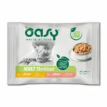 Oasy Multipack Υγρή Τροφή για Ενήλικες Γάτες σε Φακελάκι με Κοτόπουλο και Σολομό 4x85gr ΟΑ-792