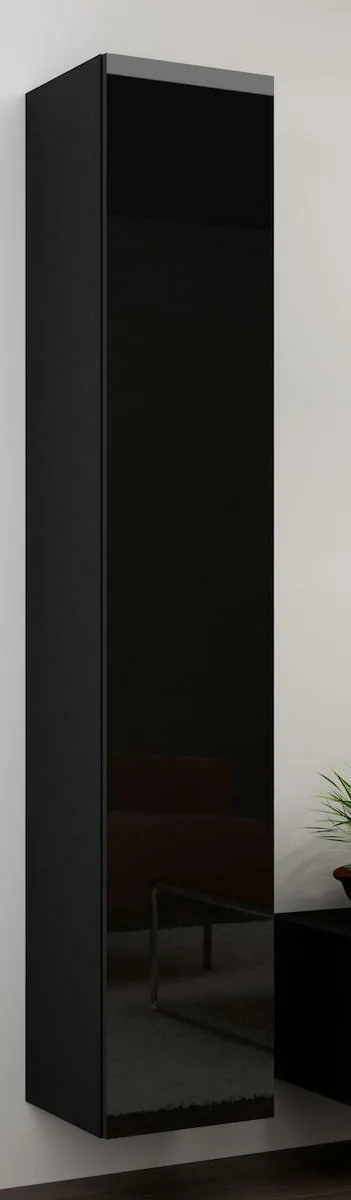 20220530160658_vitrina_saloniou_kremasti_vigo_rgacmmdre0004_black_black_gloss_40x30x180cm Vigo 180 Κρεμαστή Βιτρίνα Σαλονιού από Μοριοσανίδα με Τζάμι Black / Black Gloss 40x30x180cm - Image 1