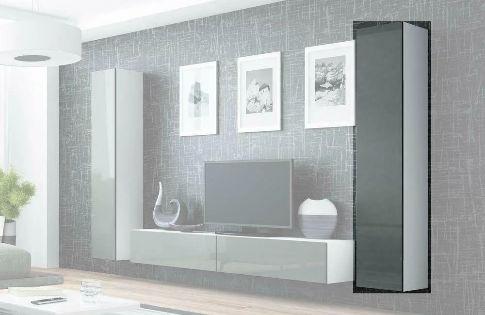 20220530161346_vitrina_saloniou_kremasti_vigo_180_rgacmmdre0010_white_grey_gloss_40x30x180cm Vigo 180 Κρεμαστή Βιτρίνα Σαλονιού από Μοριοσανίδα με Τζάμι White / Grey Gloss 40x30x180cm - Image 1
