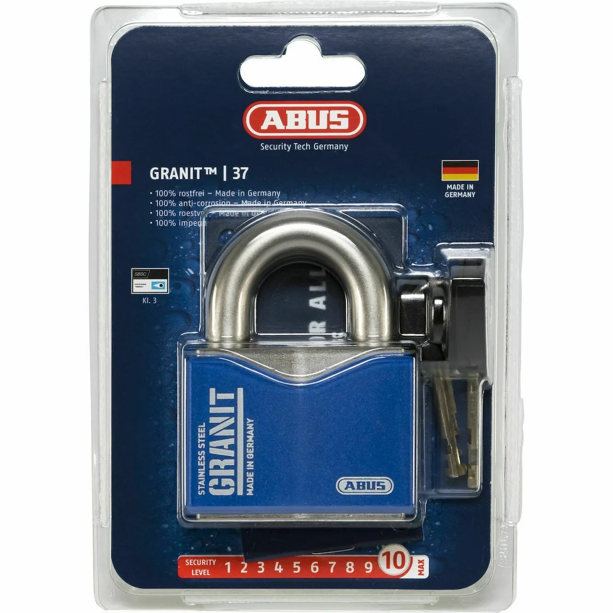 Abus Granit SL 10 Ατσάλινο Λουκέτο Πέταλο με Κλειδί 62mm Μπλε 37ST/55 - Image 1