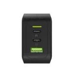 Green Cell Φορτιστής Χωρίς Καλώδιο GaN με Θύρα USB-A και 2 Θύρες USB-C 65W Power Delivery / Quick Charge 3.0 Μαύρος (CHARGC08)