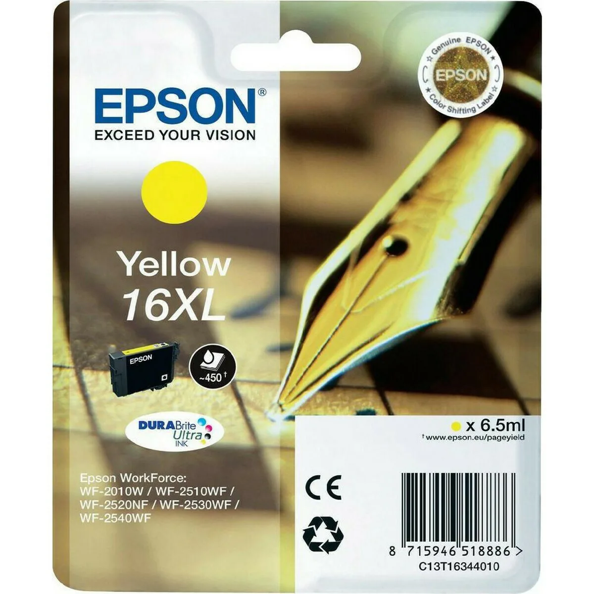 Epson 16XL Γνήσιο Μελάνι Εκτυπωτή InkJet Κίτρινο (C13T16344010 C13T16344012) - Image 1