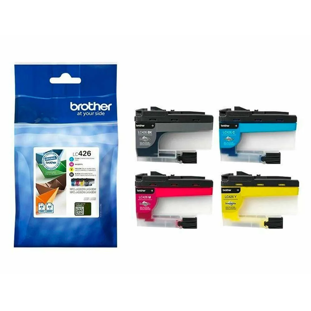 Brother LC426 Γνήσιο Πακέτο 4 Μελανιών Εκτυπωτή InkJet Κίτρινο / Κυανό / Ματζέντα / Μαύρο (LC-426VAL) - Image 1
