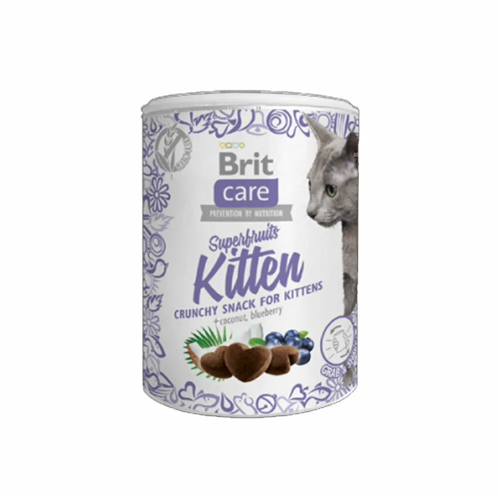 Brit Care Superfruit Kitten Λιχουδιές Σνακ Γάτας Κοτόπουλο, Καρύδα & Μύρτιλο 100gr - Image 1