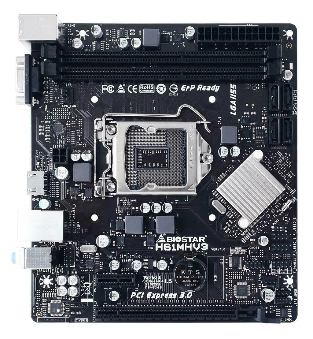 Biostar H61MHV3 Ver 7.0 Motherboard Micro ATX με Intel 1155 Socket H61MHV3 - Image 1