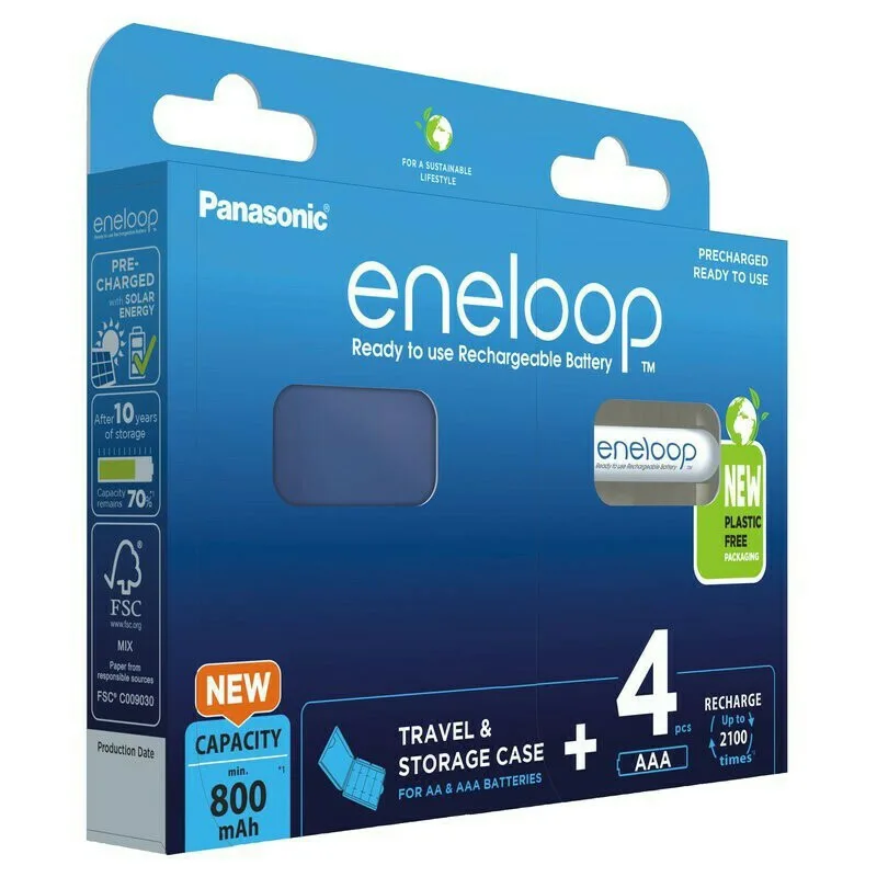 Panasonic Eneloop & Storage Case Επαναφορτιζόμενες Μπαταρίες AAA Ni-MH 800mAh 1.2V 4τμχ - Image 1