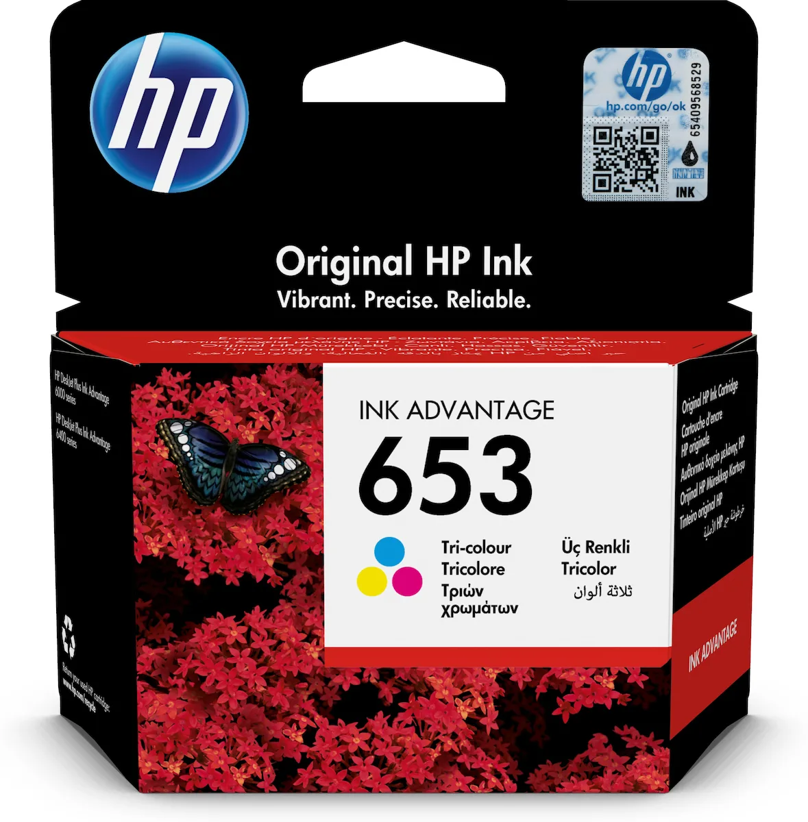 HP 653 Γνήσιο Μελάνι Εκτυπωτή InkJet Πολλαπλό (Color) (3YM74AE) - Image 1