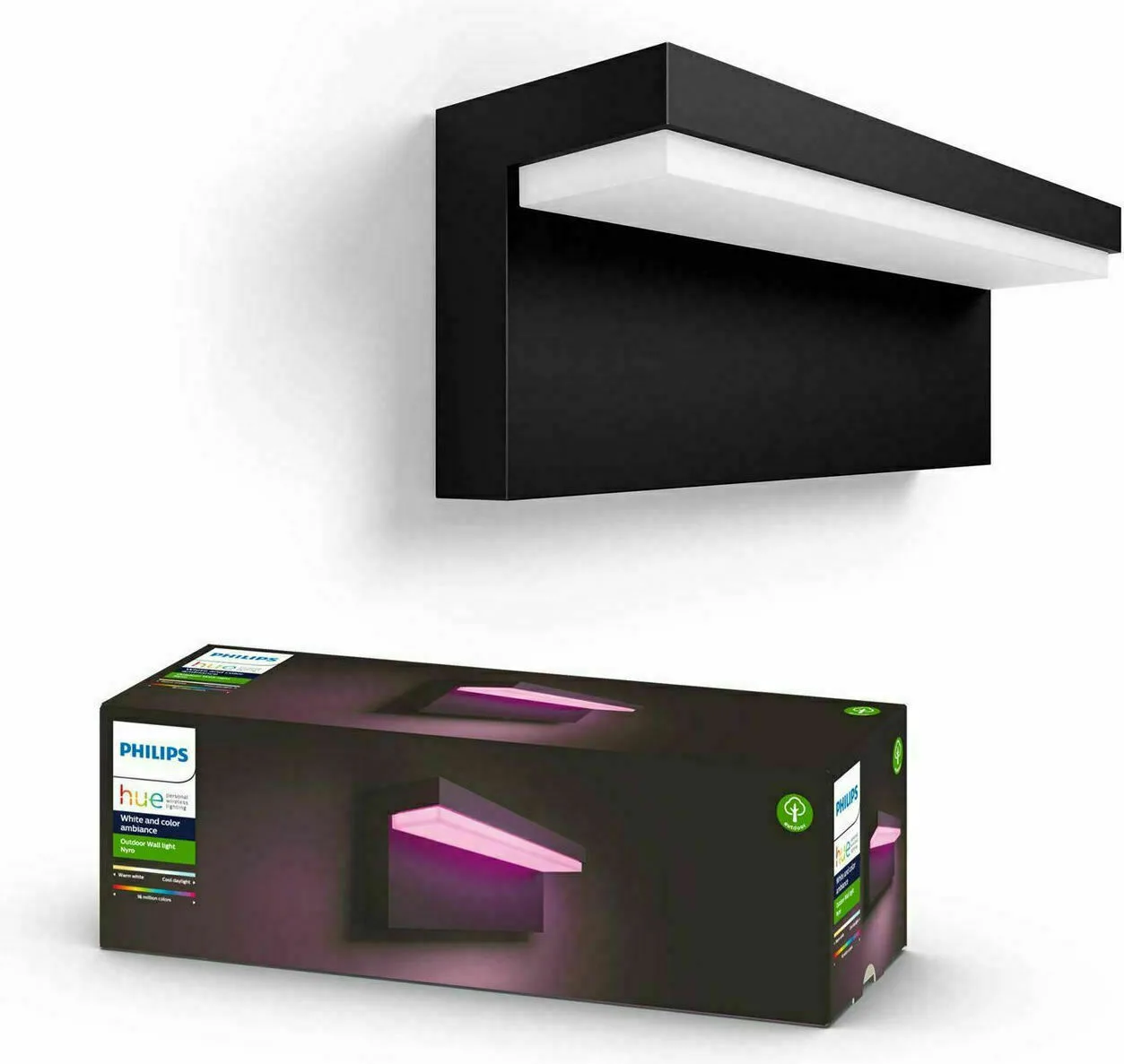 Philips Nyro Επιτοίχια Εξωτερική Πλαφονιέρα LED IP44 5W με Ψυχρό Λευκό Φως 32.7x13.5x10.5εκ. 915005841701 - Image 1