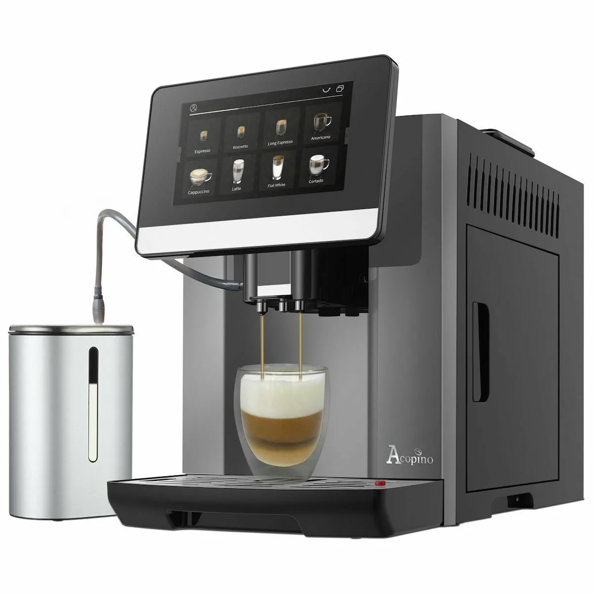 Acopino Barletta Αυτόματη Μηχανή Espresso 1500W Πίεσης 19bar για Cappuccino με Μύλο Άλεσης Γκρι - Image 1