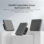 Sonoff M51c86 Χωνευτός Διακόπτης Τοίχου Wi-Fi Μονός με Πλαίσιο Γκρι