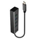 Lindy USB 3.2 Hub 4 Θυρών με σύνδεση USB-C Γκρι (43325)