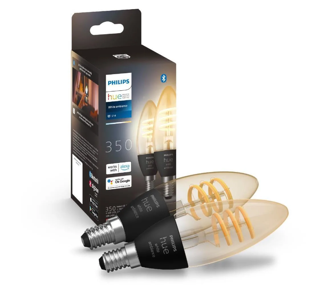 Philips Smart Λάμπες LED 4.6W για Ντουί E14 Ρυθμιζόμενο Λευκό 350lm Dimmable 2τμχ 929003145202 - Image 1