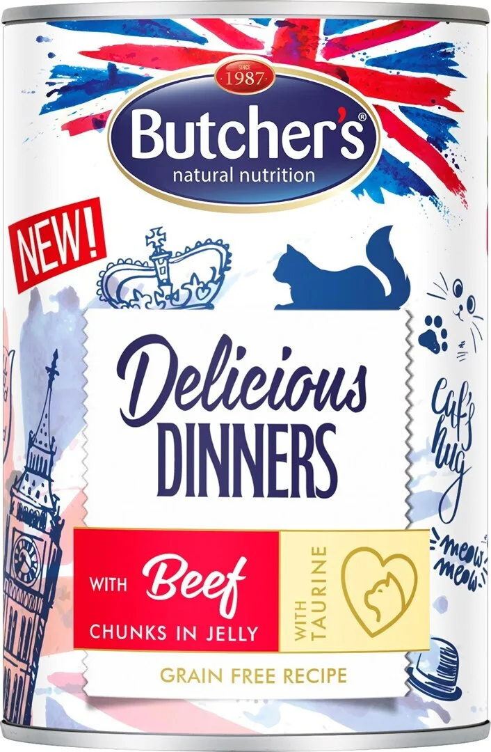 20221010123927_butcher_s_pet_care_delicious_dinners_ygri_trofi_gia_enilikes_gates_se_fakelaki_me_vodino_se_zele_400gr Butcher's Pet Care Delicious Dinners Υγρή Τροφή για Ενήλικες Γάτες σε Φακελάκι με Βοδινό χωρίς Γλουτένη 400gr - Image 1