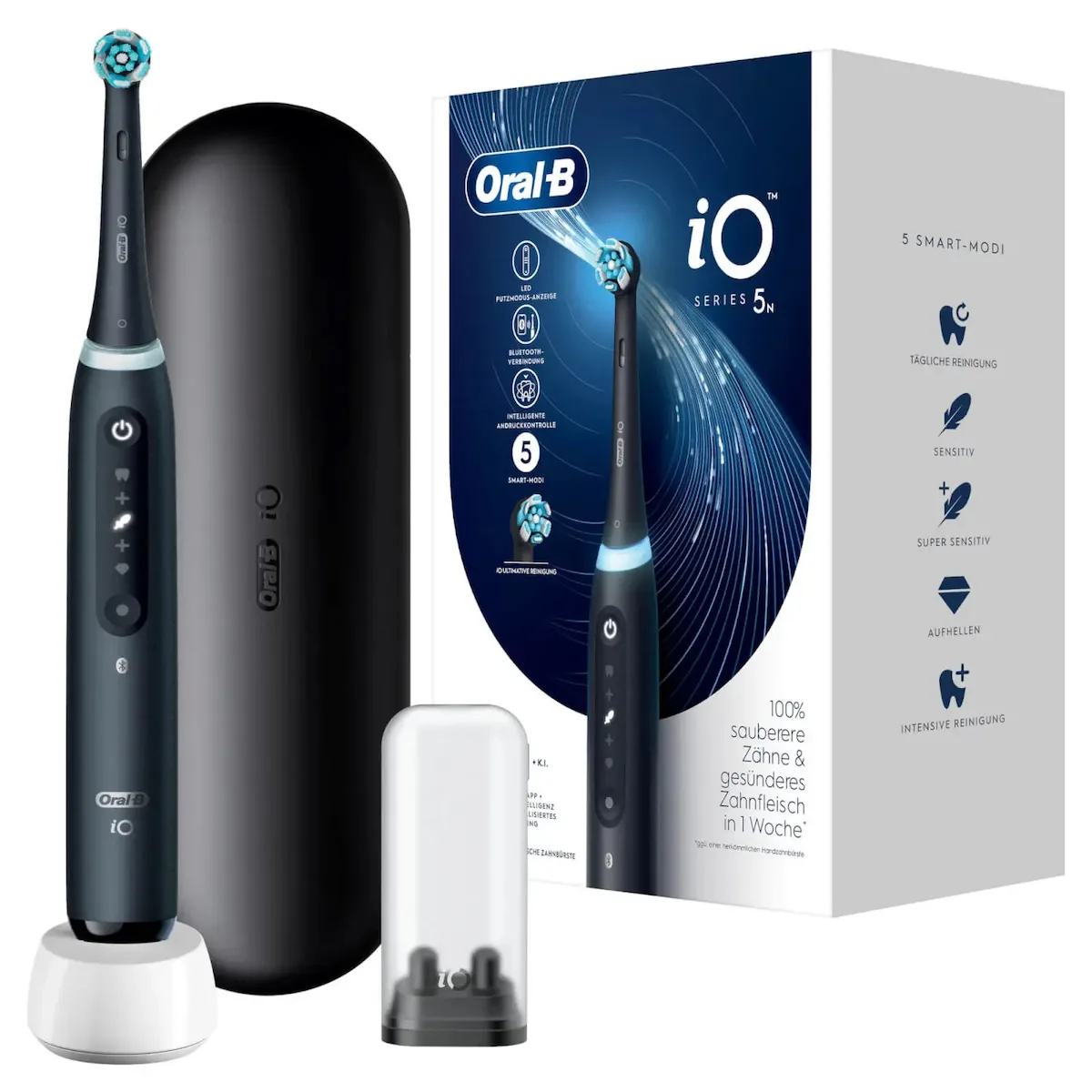 Oral-B iO Series 5 Ηλεκτρική Οδοντόβουρτσα με Αισθητήρα Πίεσης και Θήκη Ταξιδίου Matt Black - Image 1