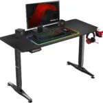 Ηλεκτρικό Γραφείο Gaming Hero 8.5 Ξύλινο Black με Μεταλλικά Πόδια & Ρυθμιζόμενο Ύψος 140x60x74εκ. HZ-HERO-8.5