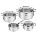 Tefal Duetto+ Σετ Κατσαρόλες από Ανοξείδωτο Ατσάλι Ασημί S7602587 7τμχ