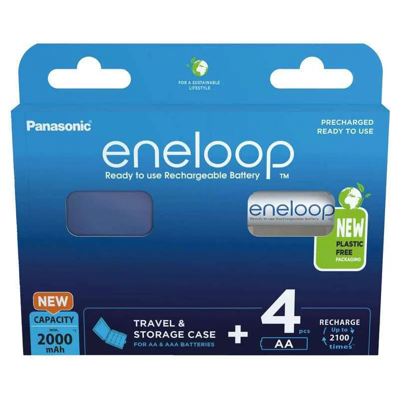 Panasonic Eneloop & Storage Case Επαναφορτιζόμενες Μπαταρίες AA Ni-MH 2000mAh 1.2V 4τμχ - Image 1