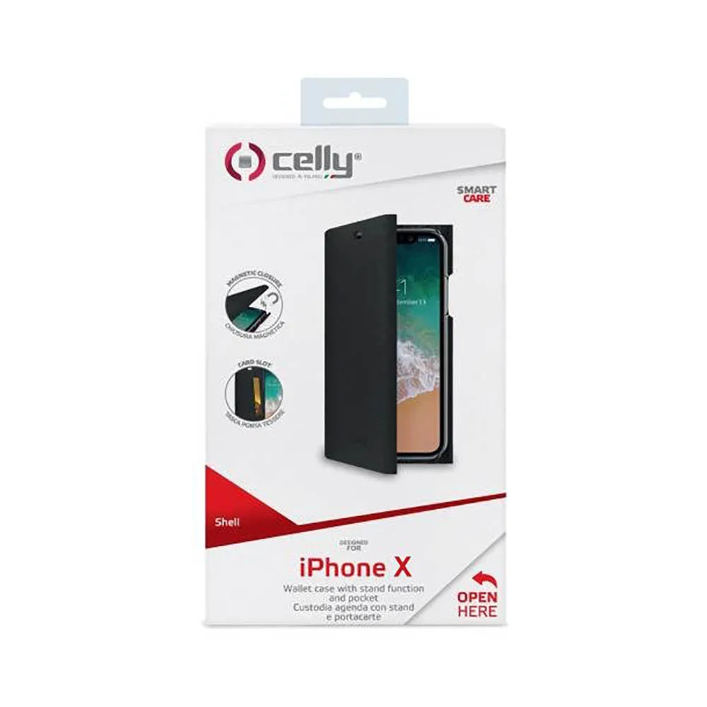 20221107154206_35093dec Celly Shell Wallet Δερματίνης Μαύρο (iPhone X / Xs) SHELL900BK - Image 1