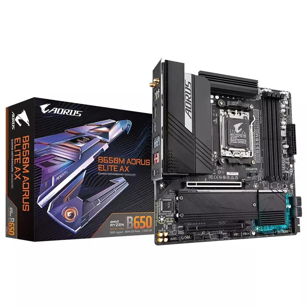 Gigabyte B650M Aorus Elite AX rev. 1.x Wi-Fi Motherboard Micro ATX με AMD AM5 Socket - Image 1