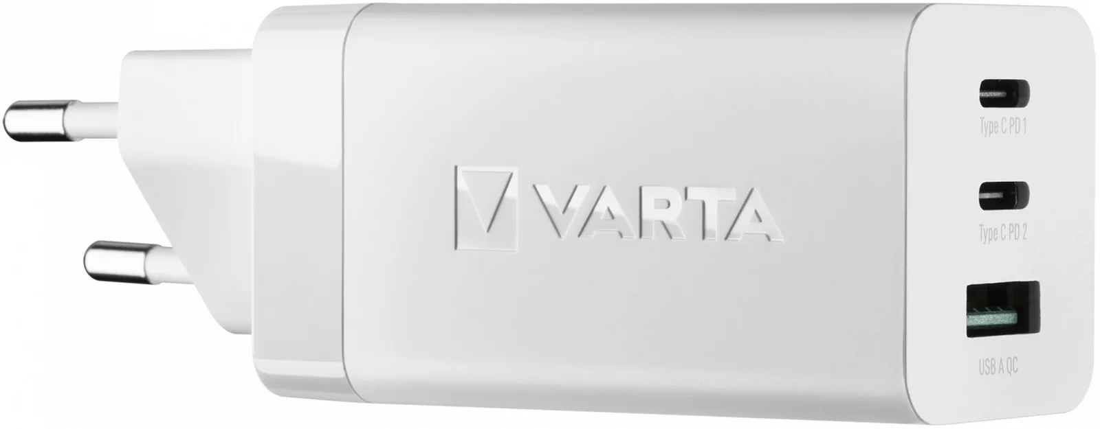 Varta Φορτιστής Χωρίς Καλώδιο GaN με Θύρα USB-A και 2 Θύρες USB-C 65W Λευκός (57956 101 401) - Image 1