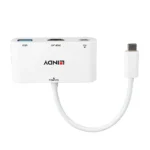 Lindy Μετατροπέας USB-C male σε HDMI / USB-A / USB-C female Λευκό 1τμχ 43340
