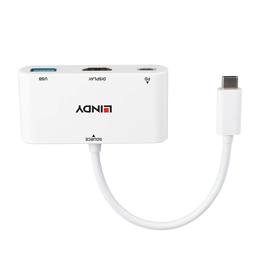 20221111101233_773e1711 Lindy Μετατροπέας USB-C male σε HDMI / USB-A / USB-C female Λευκό 1τμχ 43340 - Image 1