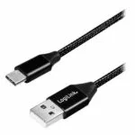 LogiLink Braided USB 2.0 Cable USB-C male - USB-A male Μαύρο 1m (CU0140)
