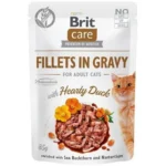 Brit Care Fillets In Gravy Υγρή Τροφή για Ενήλικες Γάτες σε Φακελάκι με Πάπια χωρίς Γλουτένη 85gr