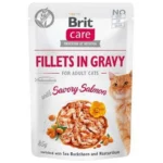Brit Care Fillets In Gravy Υγρή Τροφή για Ενήλικες Γάτες σε Φακελάκι με Σολομό χωρίς Γλουτένη 85gr