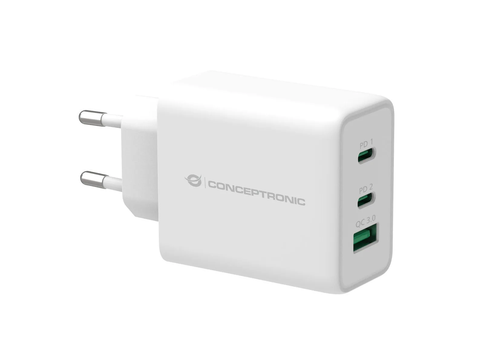 Conceptronic Φορτιστής Χωρίς Καλώδιο με Θύρα USB-A και 2 Θύρες USB-C 12W Power Delivery / Quick Charge 3.0 Λευκός (ALTHEA12W) - Image 1