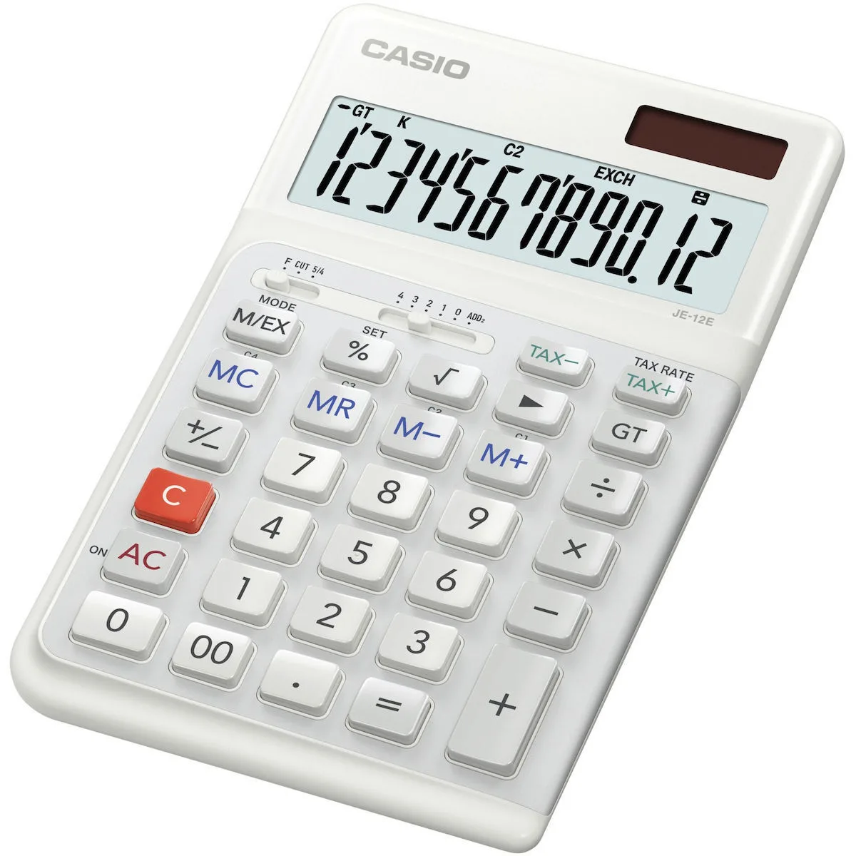Casio Αριθμομηχανή 12 Ψηφίων σε Λευκό Χρώμα JE-12E-WE - Image 1