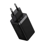 Baseus Φορτιστής GaN με Θύρα USB-A και 2 Θύρες USB-C και Καλώδιο USB-C - USB-C 65W Quick Charge 3.0 Μαύρος (Gan5)