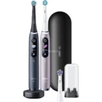Oral-B iO Series 9 Duo Ηλεκτρική Οδοντόβουρτσα με Χρονομετρητή, Αισθητήρα Πίεσης και Θήκη Ταξιδίου Black Onyx / Rose Quartz Διπλή Συσκευασία