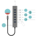 i-tec USB 3.2 Hub 7 Θυρών με σύνδεση USB-C & Θύρα Φόρτισης Ασημί (C31HUBMETAL703)