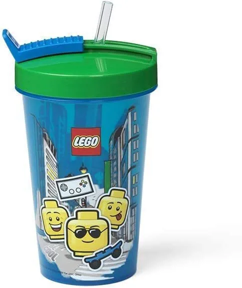 20221206142230_lego_iconic_boy_potiri_nerou_apo_gyali_me_kalamaki_500ml_40441724 LEGO Ιconic Boy Ποτήρι Νερού από Πλαστικό με Καλαμάκι 500ml 40441724 - Image 1