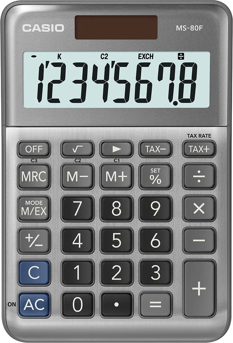 Casio Αριθμομηχανή Λογιστική 8 Ψηφίων σε Γκρι Χρώμα MS-80F - Image 1