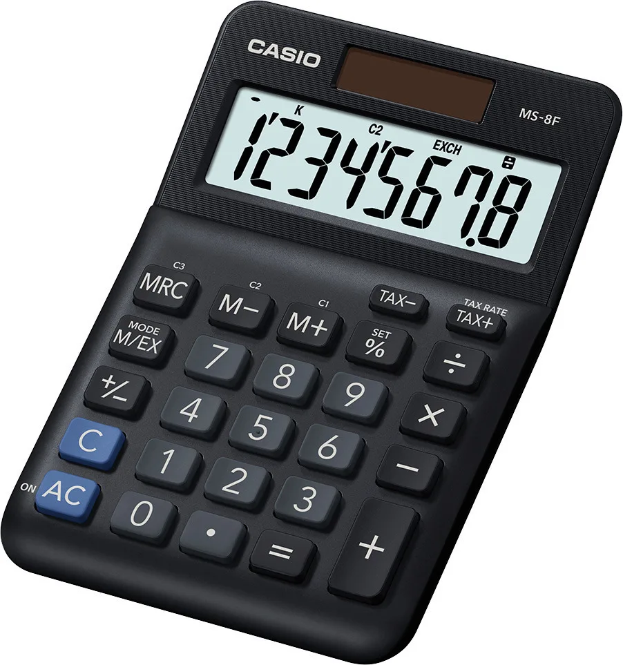 Casio Αριθμομηχανή Λογιστική 8 Ψηφίων σε Μαύρο Χρώμα MS-8F - Image 1