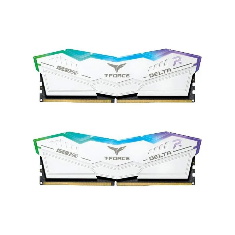 TeamGroup Delta RGB White DDR5 32GB RAM με 2x16GB Modules και Ταχύτητα 6000 για Desktop FF4D532G6000HC38ADC01 - Image 1